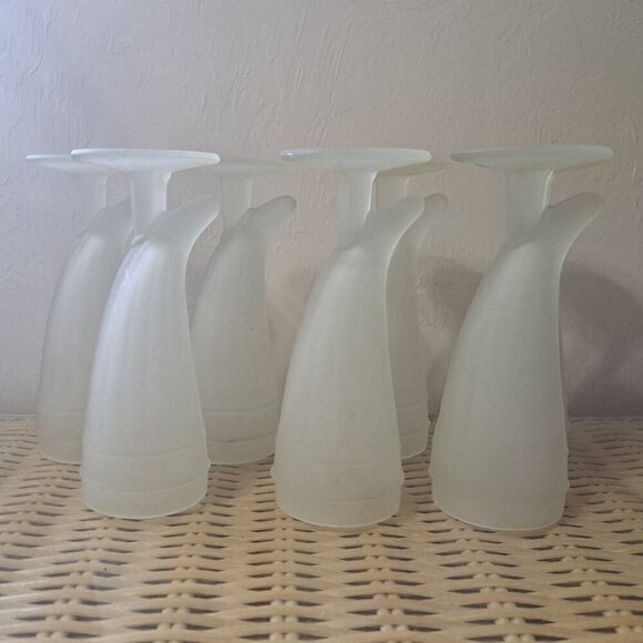 Set of 7 Vintage Indiana Glass Tiara Frosted Powder Horn Pilsner Beer Glasses - Picture 8 of 9